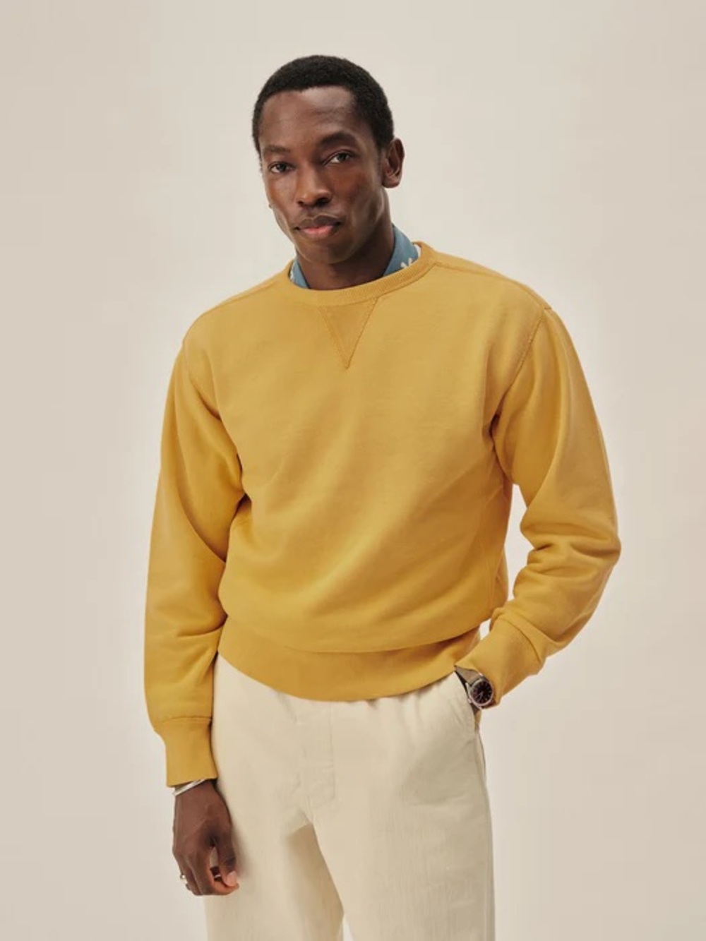 Buck Mason WELTERWEIGHT DOUBLE V CREW SWEATSHIRT